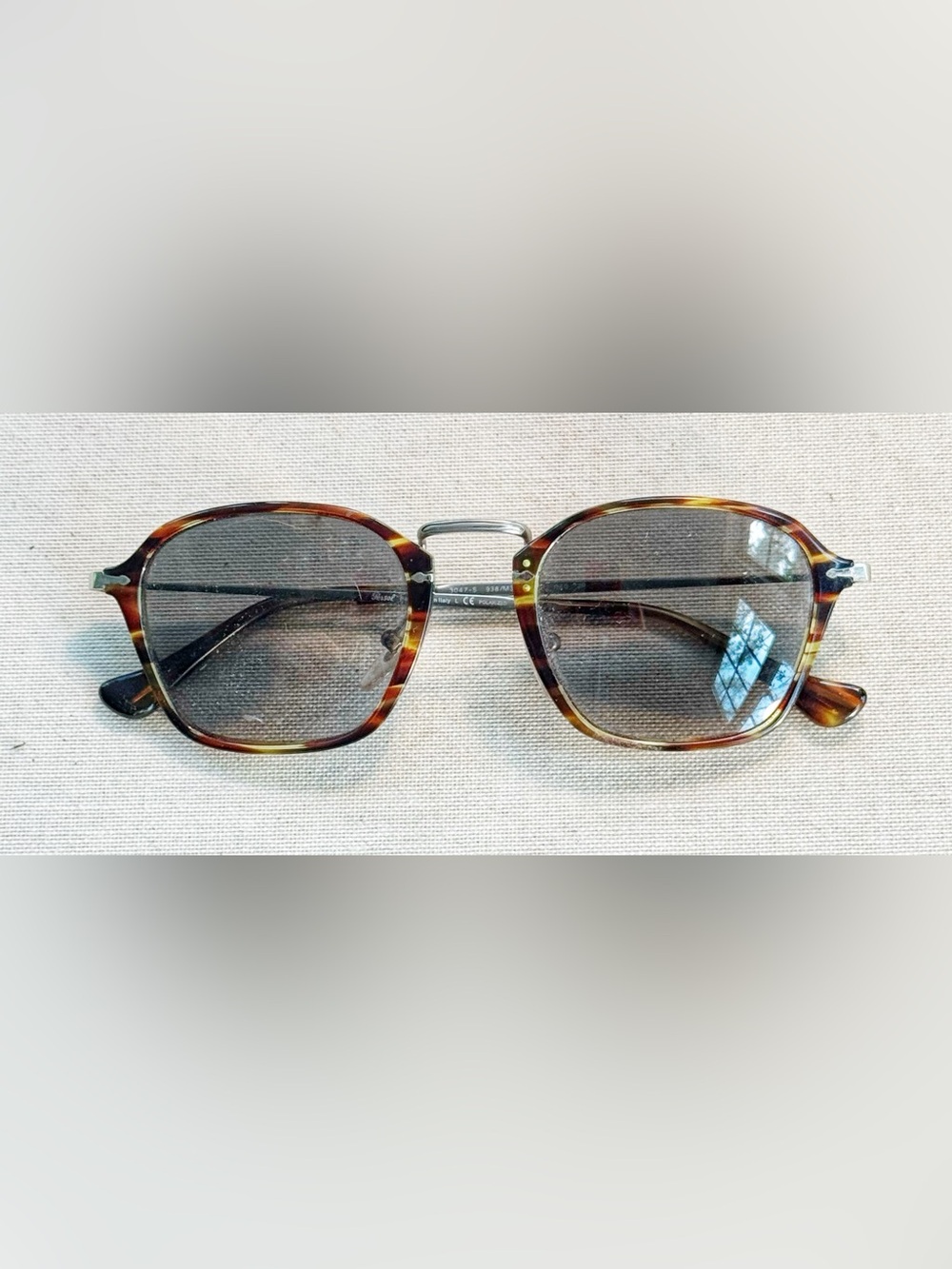 Vintage Persol Tortoiseshell Square Sunglasses with Silver Bridge
